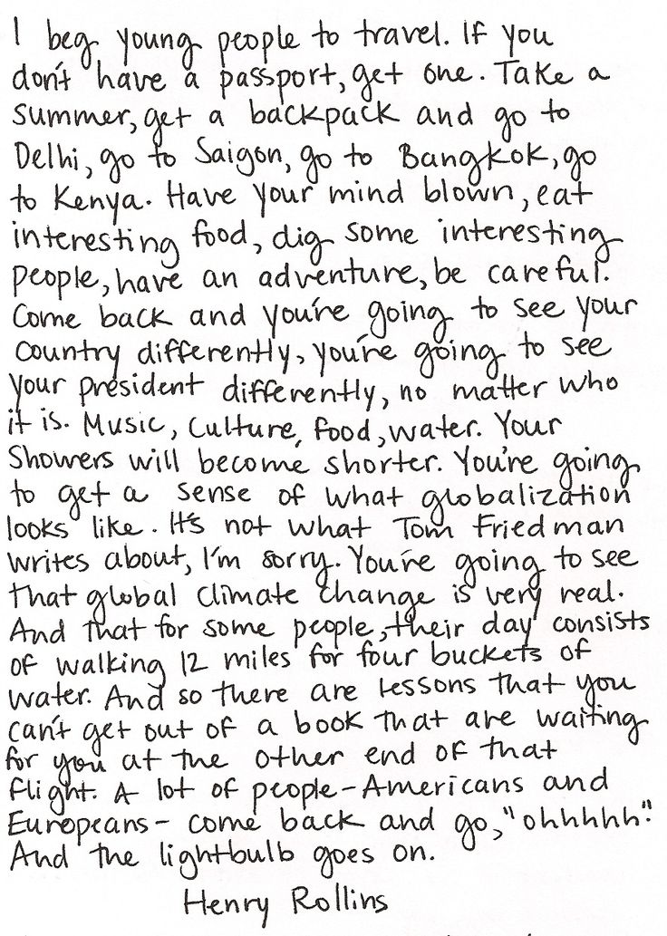 Travel advice from Henry Rollins